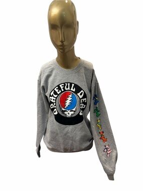 Grateful Dead Grey Crewneck with Steal Your Face and Dancing Bears size small